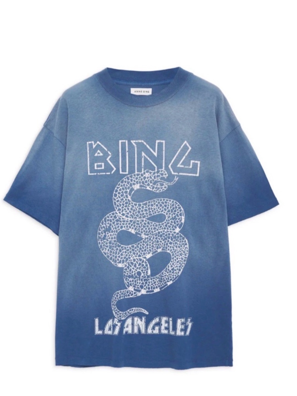 Anine Bing Blue Gradient Snake Logo Tee